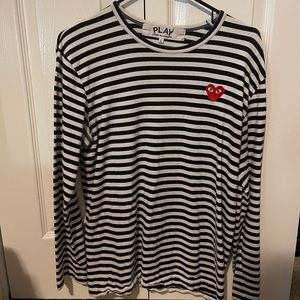 Comme des Garçons PLAY white and black stripped long sleeve shirt
